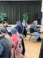 Gibby Lash playing Accordian at Daily Bread